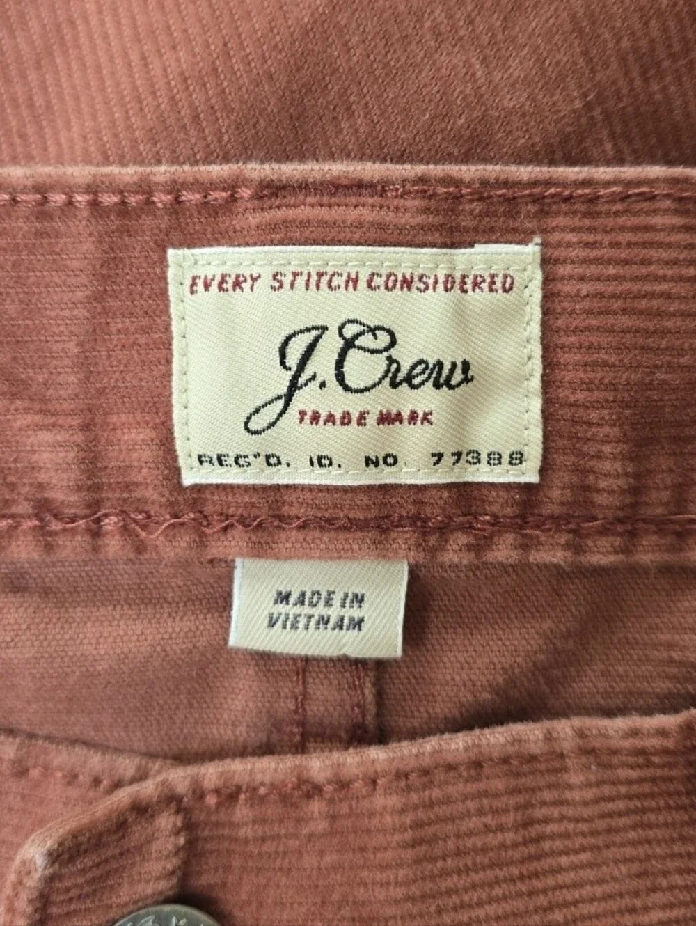 J. Crew 484 Men's Red/Brown Slim Straight Leg Corduroy Pants. Size 34x32